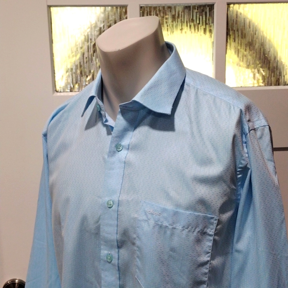 Sero mens light blue cotton shirt. Neck 16